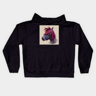 Shetland Pony Pink Maned Horse Kids Hoodie